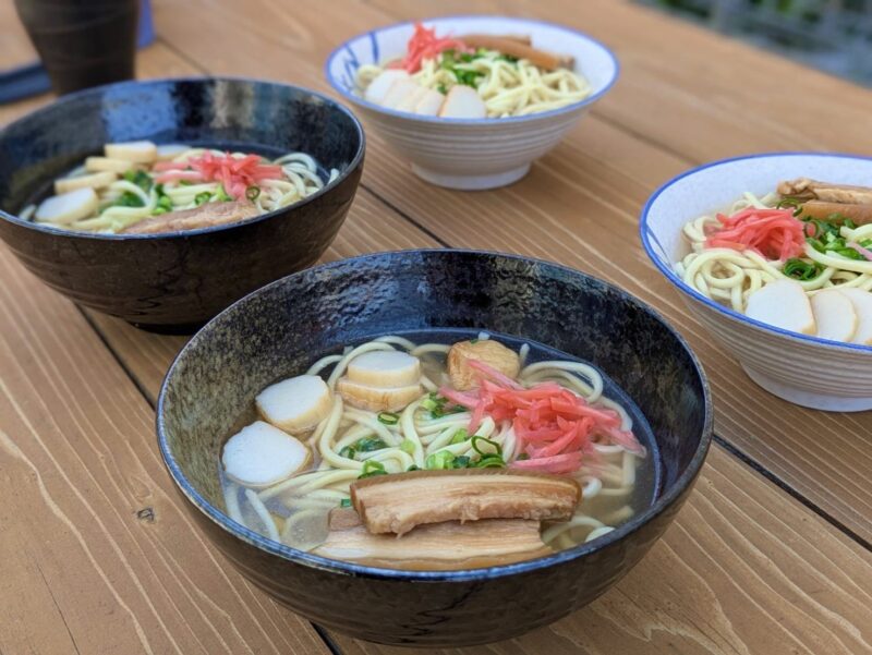 皆んなで作った沖縄そばです。